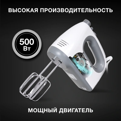Миксер ручной Hyundai HYM-H4501 500Вт белый/серый