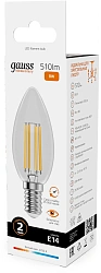 Лампа филам. Gauss Filament 8Вт цок.:E14 свеча 220B св.свеч.бел.теп. (упак.:10шт) (32118)