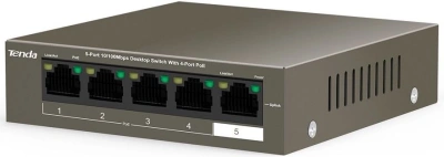Коммутатор Tenda TEF1105P-4-63W (L2) 5x100Мбит/с 4PoE 58W неуправляемый