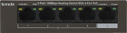 Коммутатор Tenda TEF1105P-4-63W (L2) 5x100Мбит/с 4PoE 58W неуправляемый