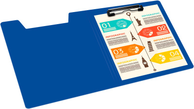 Папка клип-борд Бюрократ -PD602BLU A4 пластик 1.2мм синий с крышкой