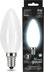 Лампа светодиодная Gauss Filament 103201209 9Вт цок.:E14 свеча 220B св.свеч.бел.нейт. (упак.:10шт)