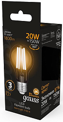Лампа светодиодная Gauss Filament 102902120 20Вт цок.:E27 груша 220B св.свеч.бел.теп. (упак.:1шт)