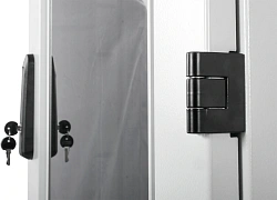 Шкаф коммутационный ЦМО (ШТК-М-24.6.8-1ААА) напольный 24U 600x800мм пер.дв.стекл задн.дв.стал.лист 2 бок.пан. направл.под закл.гайки 600кг серый