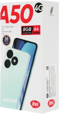 Смартфон Itel A667LP A50 64Gb 3Gb черный моноблок 3G 4G 2Sim 6.6" 720x1612 Android 14 8Mpix 802.11 b/g/n GPS GSM900/1800 GSM1900 A-GPS microSD max512Gb