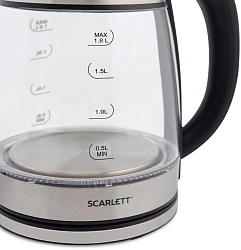 Чайник электрический Scarlett SC-EK27G40 1.8л. 1800Вт серебристый/черный корпус: стекло