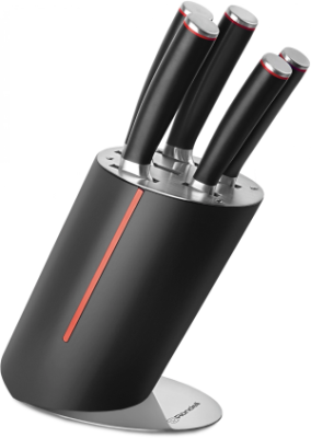 Набор ножей кухон. Rondell Urban Ultimate RD-1130 компл.:6предм. с подставкой черный/красный подар.коробка