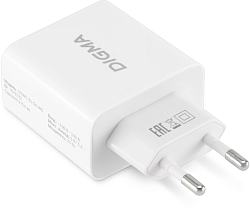 Сетевое зар./устр. Digma DGWC-3U-5A-WG 30W 3A (PD+QC) 3xUSB универсальное белый