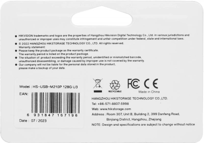 Флеш Диск Hikvision 128GB M210P Hiksemi HS-USB-M210P/128G/U3 USB3.0 черный