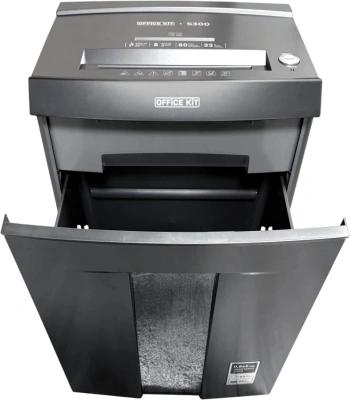 Шредер Office Kit S300 0,8x5 черный (секр.P-7) фрагменты 8лист. 33лтр. пл.карты CD
