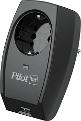 Сетевой фильтр Pilot Bit (USB) (1 розетка) черный (коробка)