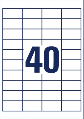 Этикетки Avery Zweckform 3657 A4 48.5x25.4мм 40шт на листе/70г/м2/белый/100л. матовое самоклей. универсальная