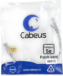 Патч-корд Cabeus PC-UTP-RJ45-CAT.5E-0.3M-LSZH U/UTP RJ-45 вил.-вилка RJ-45 кат.5E 0.3м серый LSZH