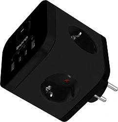 Сетевой разветвитель Buro BU-PW3UC-Plus-B (3 розетки) черный (коробка)