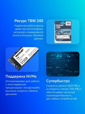 Накопитель SSD Patriot PCIe 3.0 x4 512GB P300P512GM28 P300 M.2 2280