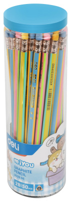 Карандаш ч/г Deli EU52606-1 miYou 2B трехгран. липа туба пл. (1шт) ластик