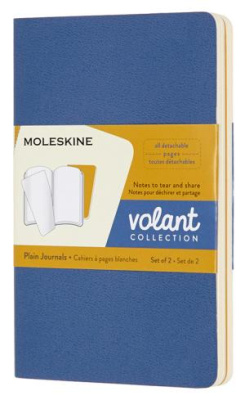 Блокнот Moleskine VOLANT QP713B41M17 Pocket 90x140мм 80стр. нелинованный мягкая обложка синий/желтый янтарный (2шт)