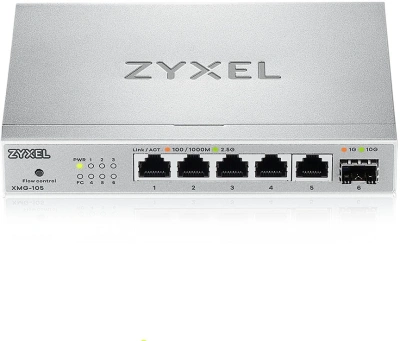 Коммутатор Zyxel XMG-105-ZZ0101F (L2) 5x2.5Гбит/с 1SFP+ неуправляемый