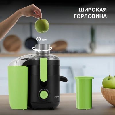 Соковыжималка центробежная Hyundai HY-JE1625 500Вт рез.сок.:450мл. черный/зеленый