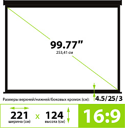 Экран Cactus 124.5x221см Triscreen CS-PST-124x221 16:9 напольный рулонный черный