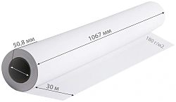 Бумага Cactus CS-PC180-106730 42"(A0+) 1067мм-30м/180г/м2/белый матовое универсальная (с покрытием)