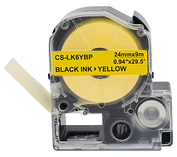 Картридж ленточный Cactus CS-LK6YBP LK-6YBP черный на желтом 24x9 для Epson LW700/LW600P/LW1000P/Z700/Z900
