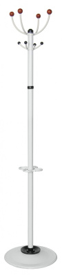 Вешалка напольная Бюрократ Квартет З КВАРТЕТ З/WHITE белый основание круг наконечники вишневый крючки двойные для верхней одежды метал. (упак.:1шт)