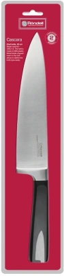 Нож кухонный Rondell Cascara RD-685 стальной поварской лезв.200мм прямая заточка черный блистер