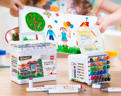 Набор маркеров для скетчинга Deli 70818-60 скошенный пиш. наконечник 60цв. пластиковая коробка