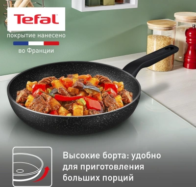 Сковорода Tefal Rock 4235124 круглая 24см покрытие: антипригарное ручка несъемная (без крышки) черный (9100054293)