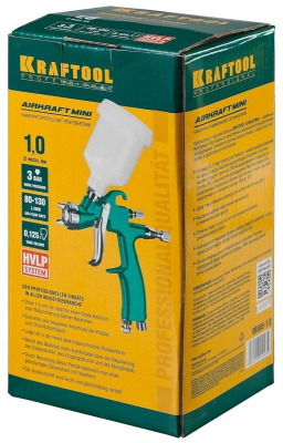 Краскораспылитель Kraftool 06565-1.0 130л/мин соп.:1мм бак:0.125л зеленый