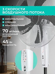 Вентилятор напольный Timberk T-SF1602RC 45Вт скоростей:3 ПДУ белый