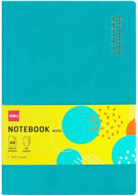 Блокнот Deli EN135LBLUE A5 210х143мм искусст. кожа 80л линейка мягкая обложка синий