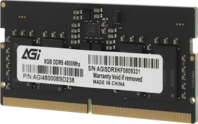 Память DDR5 8GB 4800MHz AGi AGI480008SD238 RTL PC5-38400 CL40 SO-DIMM 262-pin 1.1В single rank Ret
