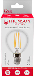 Лампа филам. Thomson Filament TH-B2084 7Вт цок.:E14 шар 220B св.свеч.бел.нейт. Globe (упак.:1шт)
