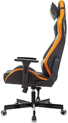 Кресло игровое Knight Outrider черный/оранжевый ромбик экокожа с подголов. крестов. металл