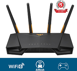 Роутер беспроводной Asus TUF-AX3000 AX3000 10/100/1000BASE-TX/4G ready черный