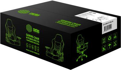 Кресло игровое Cactus CS-CHR-0112BL-M с вибромассажем черный эко.кожа с подголов. крестов. черный