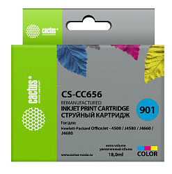 Картридж струйный Cactus CS-CC656 №901 многоцветный (18мл) для HP DJ 4500 series/J4524/J4535/J4580/J4624/J4660/J4680 с чипом