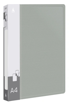 Папка на 4-х кольцах Бюрократ -0827/4RGREY A4 пластик 0.7мм кор.27мм внутр. с вставкой серый