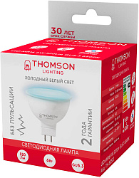 Лампа светодиодная Thomson TH-B2322 6Вт цок.:GU5.3 рефлек. 220B св.свеч.бел.хол. MR16 (упак.:1шт)