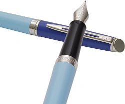 Ручка перьев. Waterman Hemisphere Colour Blocking (2179924) Blue CT сталь нержавеющая F подар.кор.
