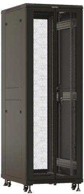 Шкаф серверный Hyperline TTBR-4261-DD-RAL9004 напольный 42U 600x1000мм пер.дв.перфор. задн.дв.перфор. 2 бок.пан. направл.под закл.гайки 800кг черный 910мм 122.2кг 2055мм IP20 сталь