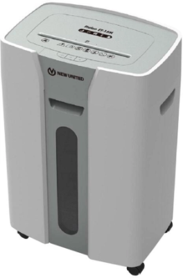 Шредер New United Etalon ET-15M серый (секр.P-5) фрагменты 15лист. 25.6лтр. скрепки скобы пл.карты CD