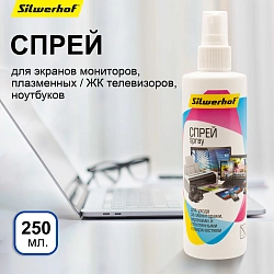 Спрей Silwerhof для экранов мониторов/плазменных/ЖК телевизоров/ноутбуков 250мл