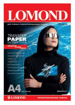 Термотрансфер Lomond 0808421 A4/140г/м2/10л./белый для темных тканей