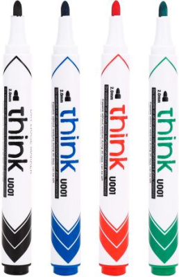 Набор маркеров для досок Deli EU00101 Think круглый пиш. наконечник 2мм 4цв. блистер (4шт.)