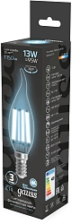 Лампа филам. Gauss Filament 13Вт цок.:E14 свеча 220B св.свеч.бел.нейт. (упак.:10шт) (104801213)