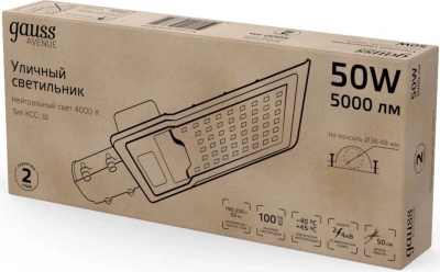 Светильник уличный Gauss Avenue 50Вт ламп.:1шт черный/серый (629534250)