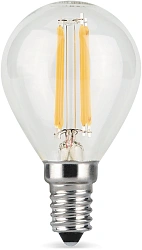 Лампа филам. Gauss Filament 5Вт цок.:E14 свеча 220B св.свеч.бел.теп. (упак.:10шт) (105801105)